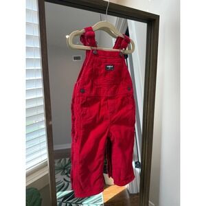 OshKosh Bgosh Corduroy Lined Overalls 18M Red Adjustable Straps Childrens Kids